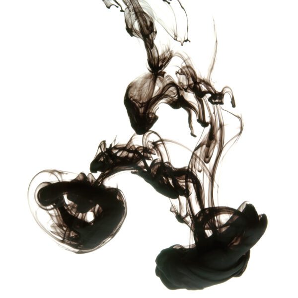 black ink on bleed white background