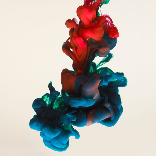 colored ink on bleed white background